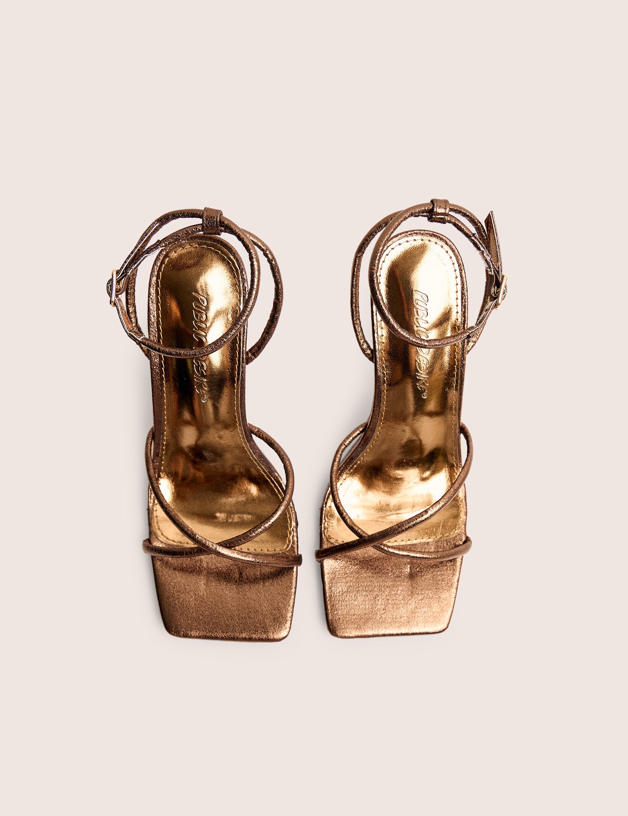 Bree Bronze PU Barely There Square Toe Mid Stiletto Heels