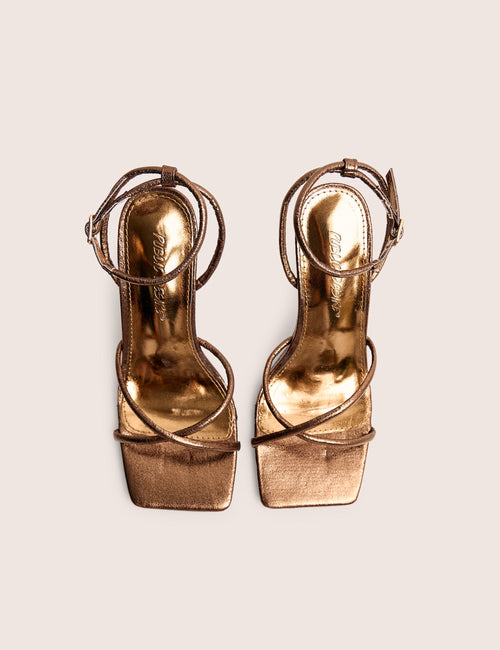 Bree Bronze PU Barely There Square Toe Mid Stiletto Heels