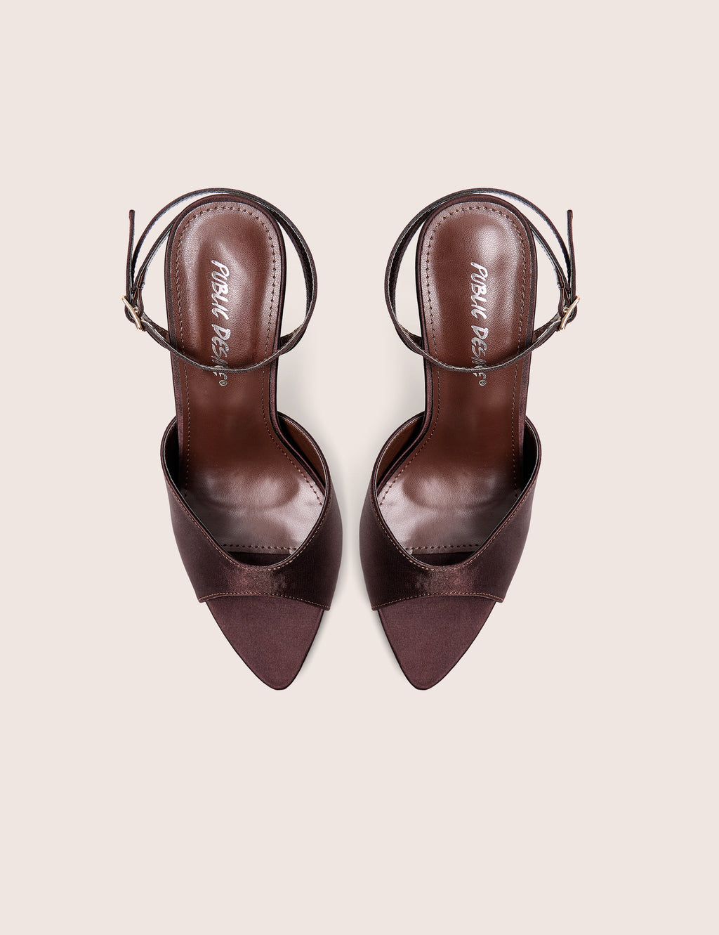 Caught On Chocolate Satin Peep Toe Curved High Heels