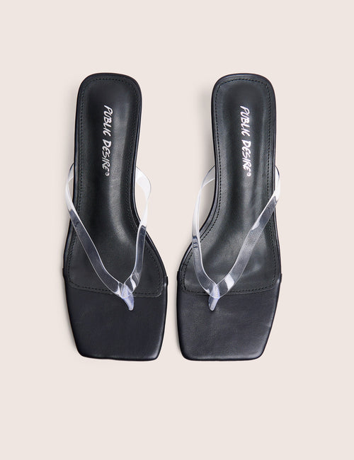 Everlast Black Perspex Thong Flip Flop Heels