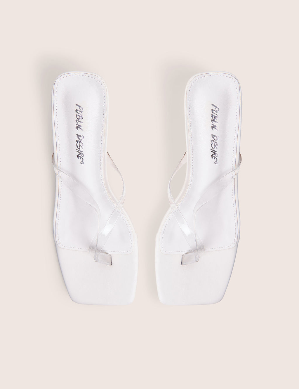 Everlast White Perspex Thong Flip Flop Heels