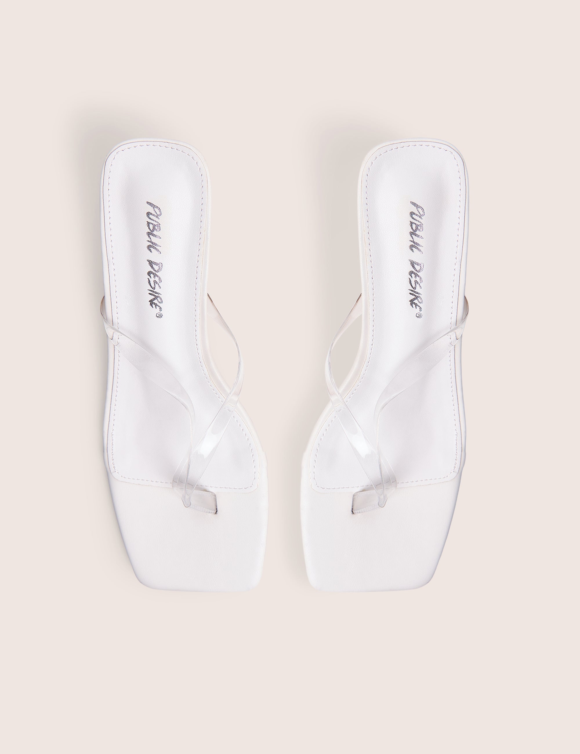 Everlast White Perspex Thong Flip Flop Heels