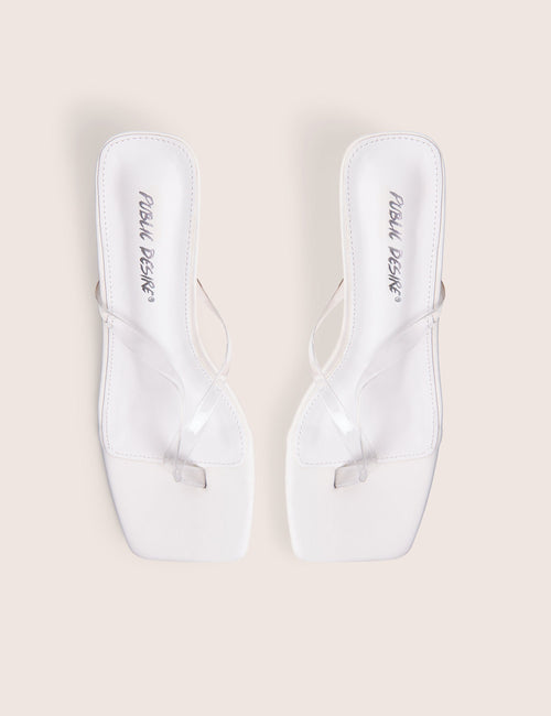 Everlast White Perspex Thong Flip Flop Heels