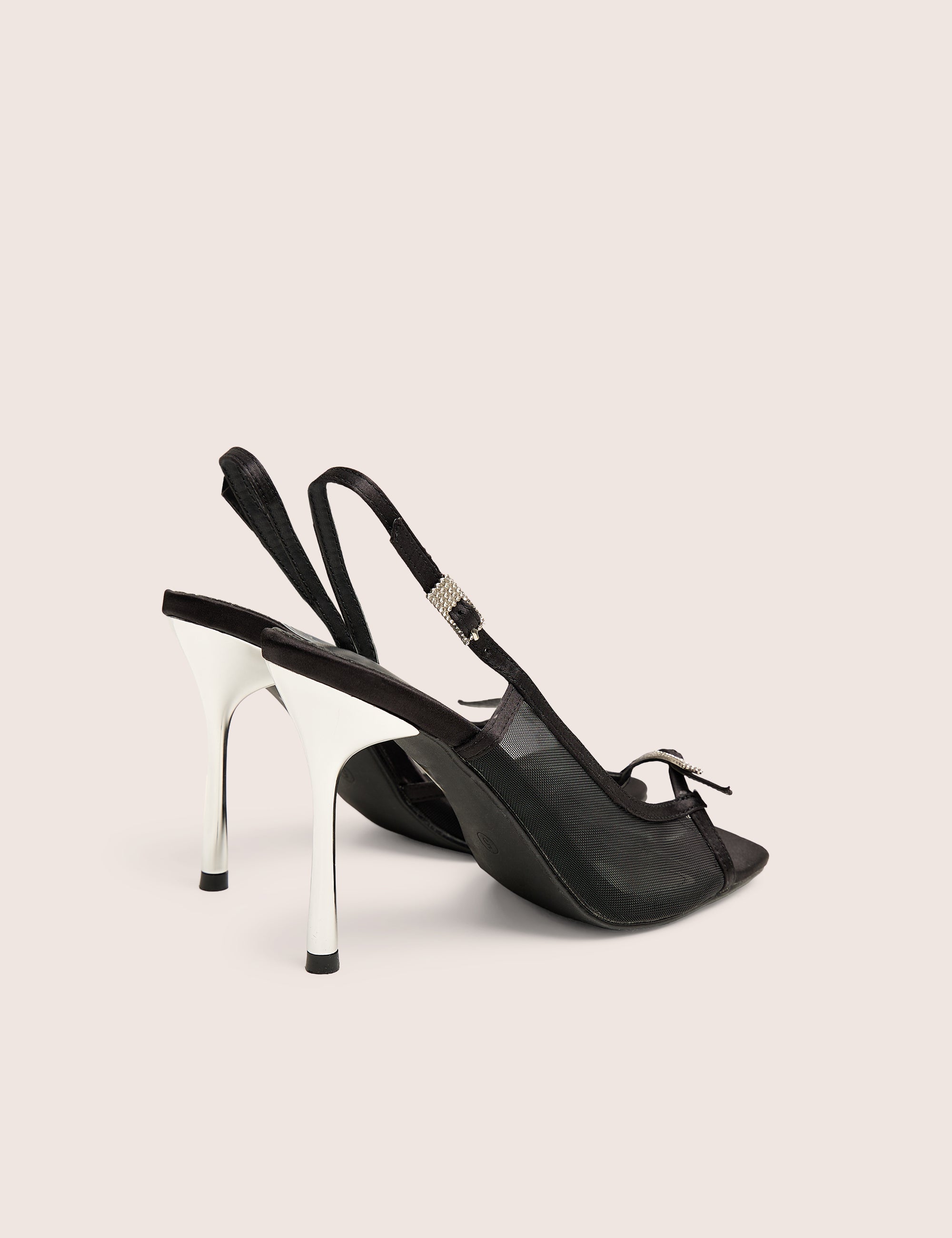 Grattitude Black Strappy Square Toe Stiletto Heels