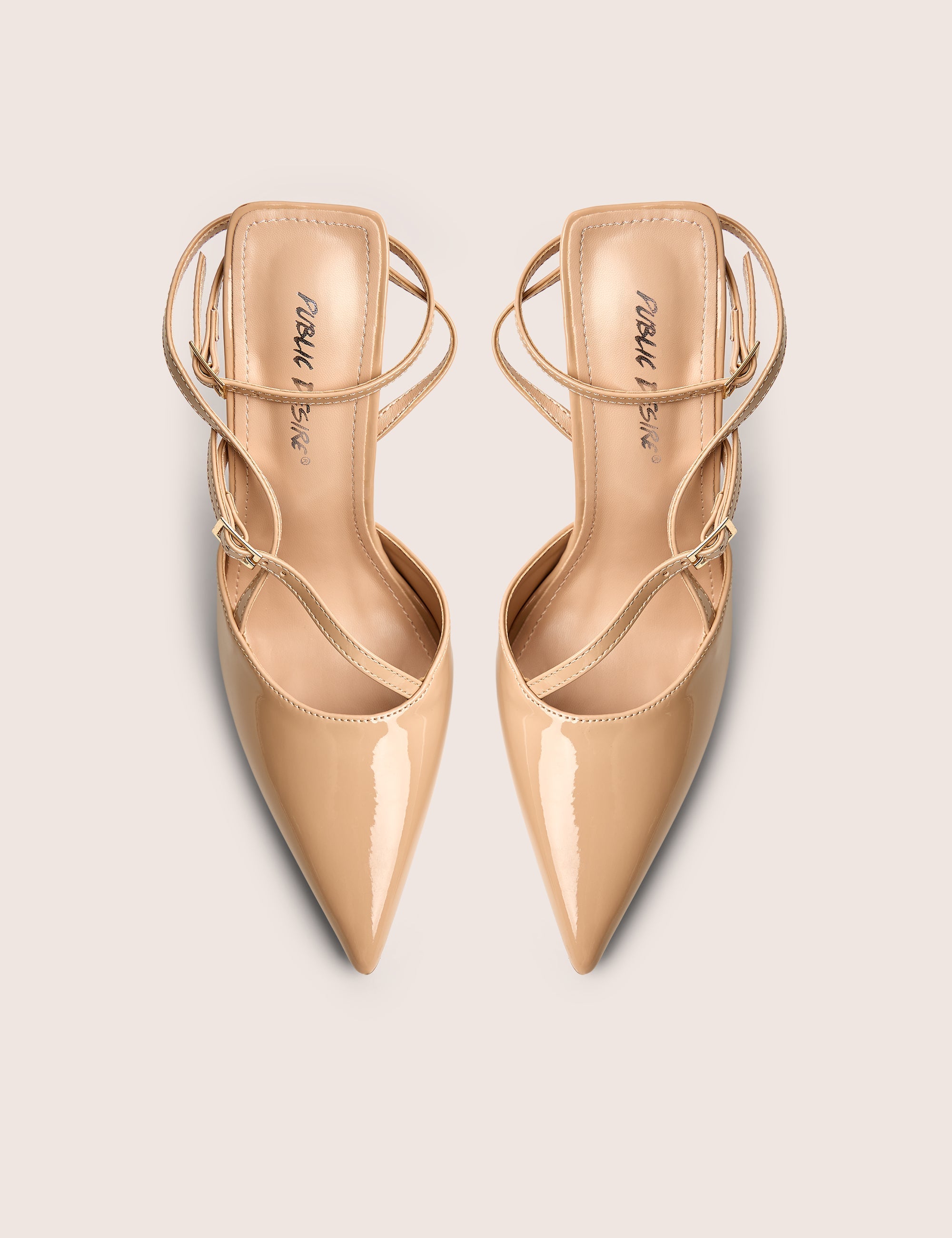 Idol Nude Patent Buckle Strappy Detail Stiletto Court High Heels