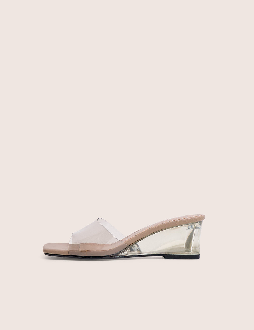 Juno Grey Perspex Slip on Mule Heels