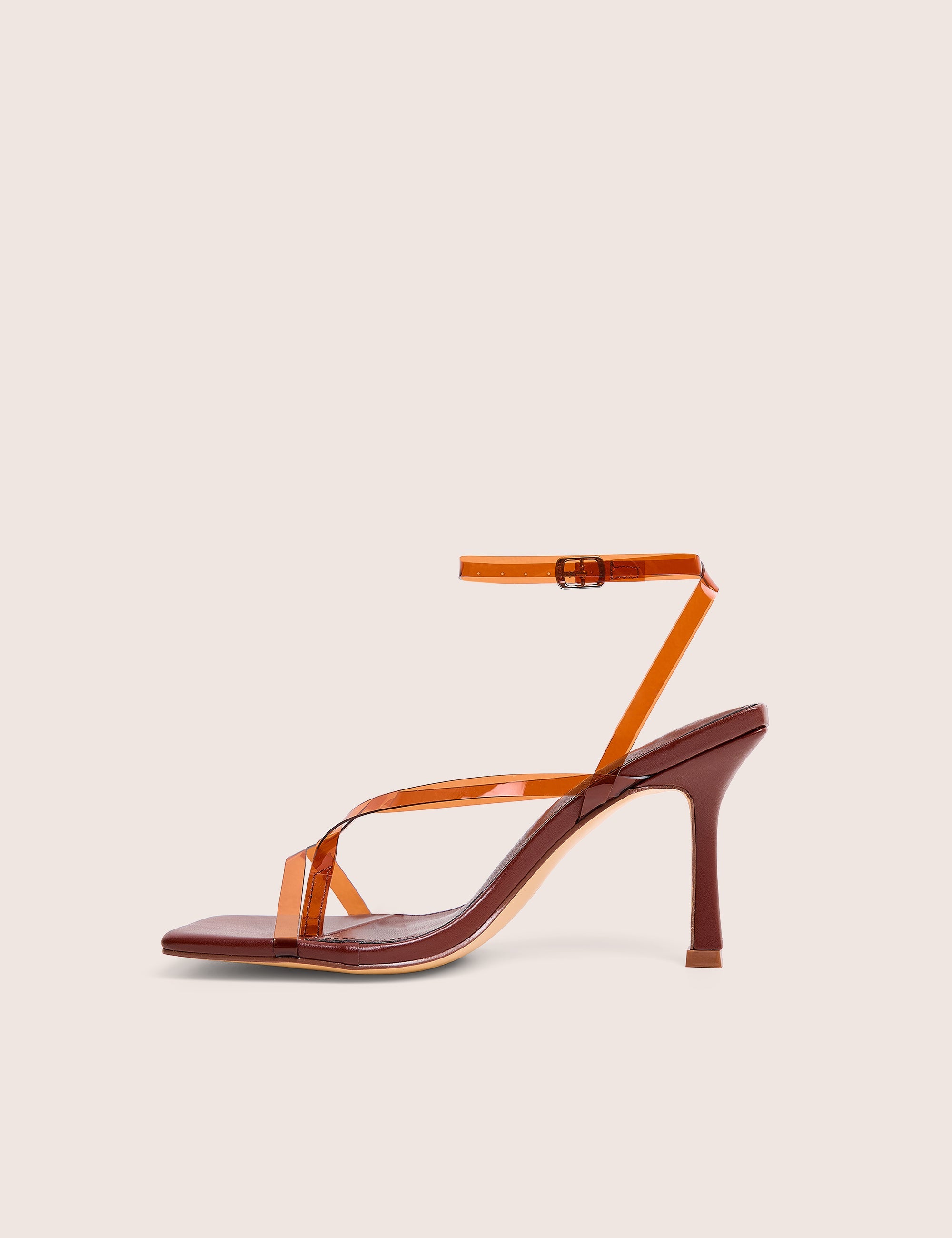 Liberty Brown Perspex Strappy Mid Heels