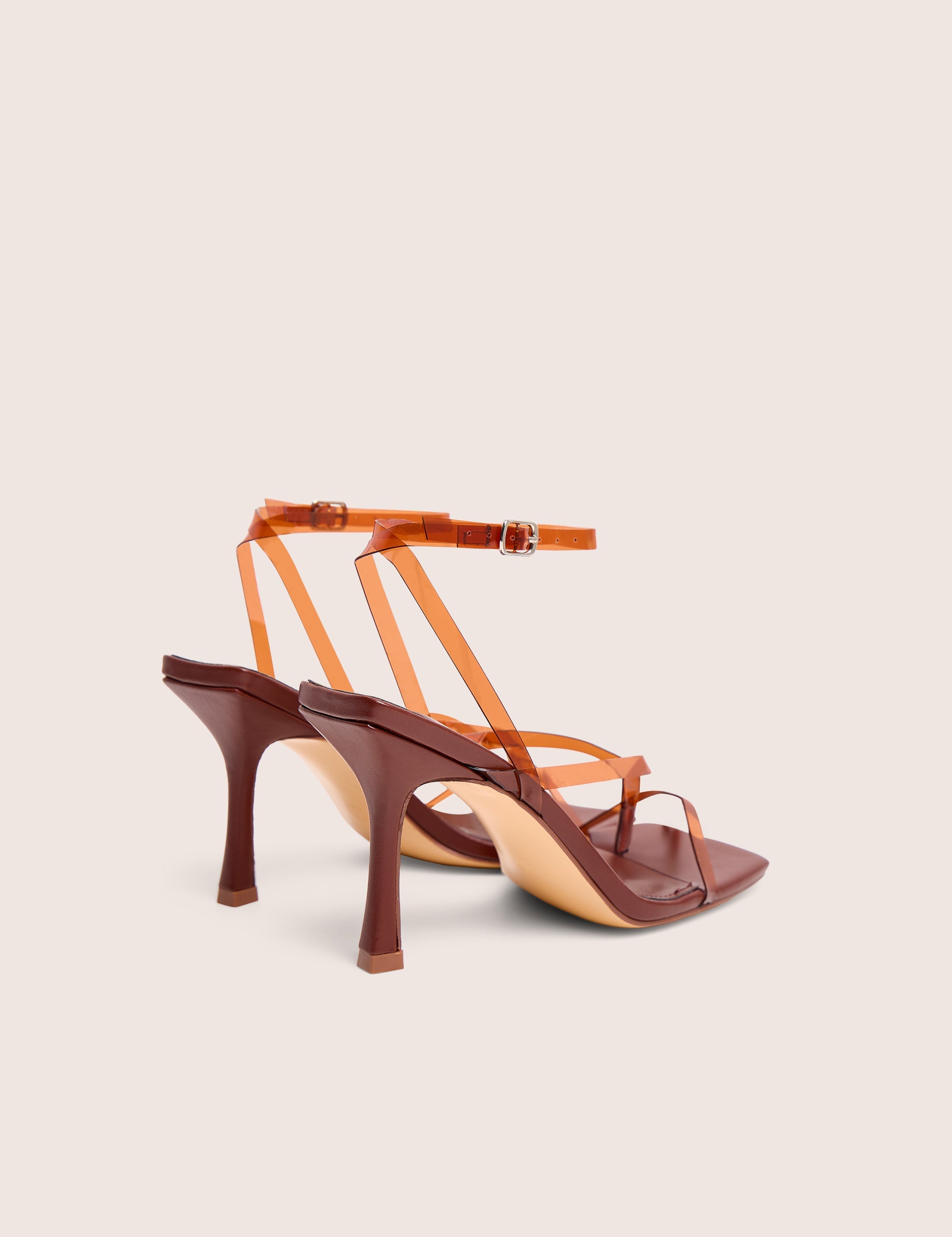 Liberty Brown Perspex Strappy Mid Heels