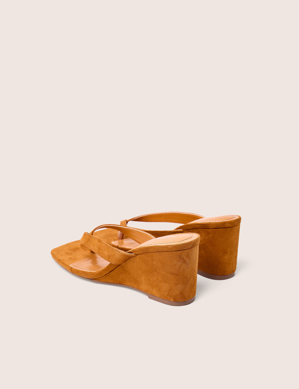 Luisa Tan Faux Suede Flip Flop Wedge Heels