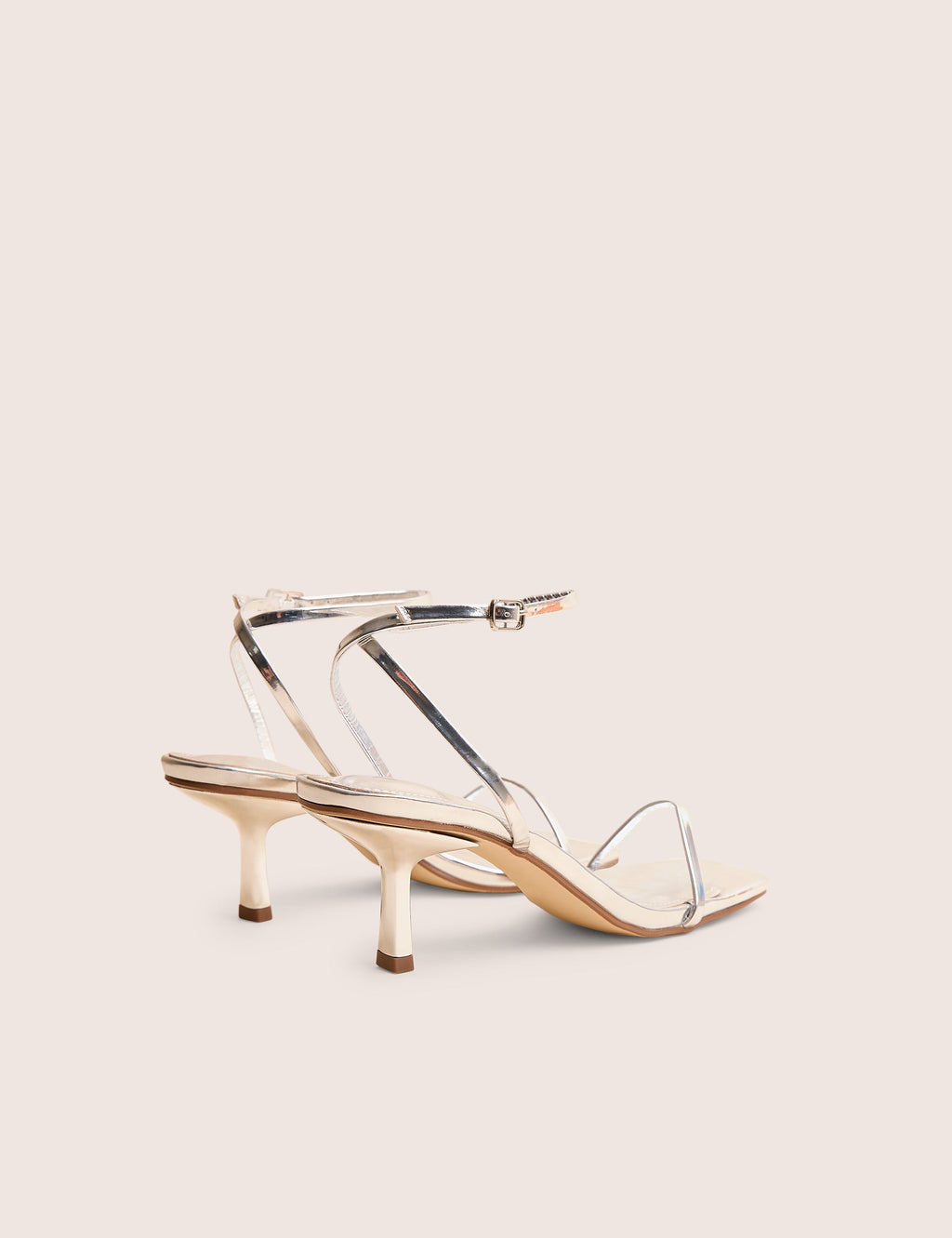 Natalya Silver Barely There Square Toe Stiletto Mid Heels